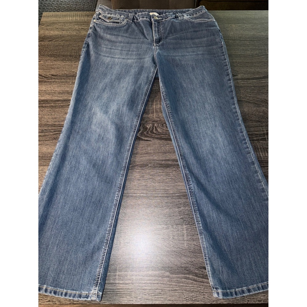 Christopher & Banks Women Blue Straight Leg Jeans Embellished Pockets Size 16
